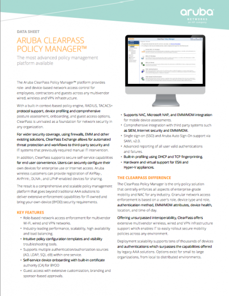 Aruba ClearPass Policy Manager